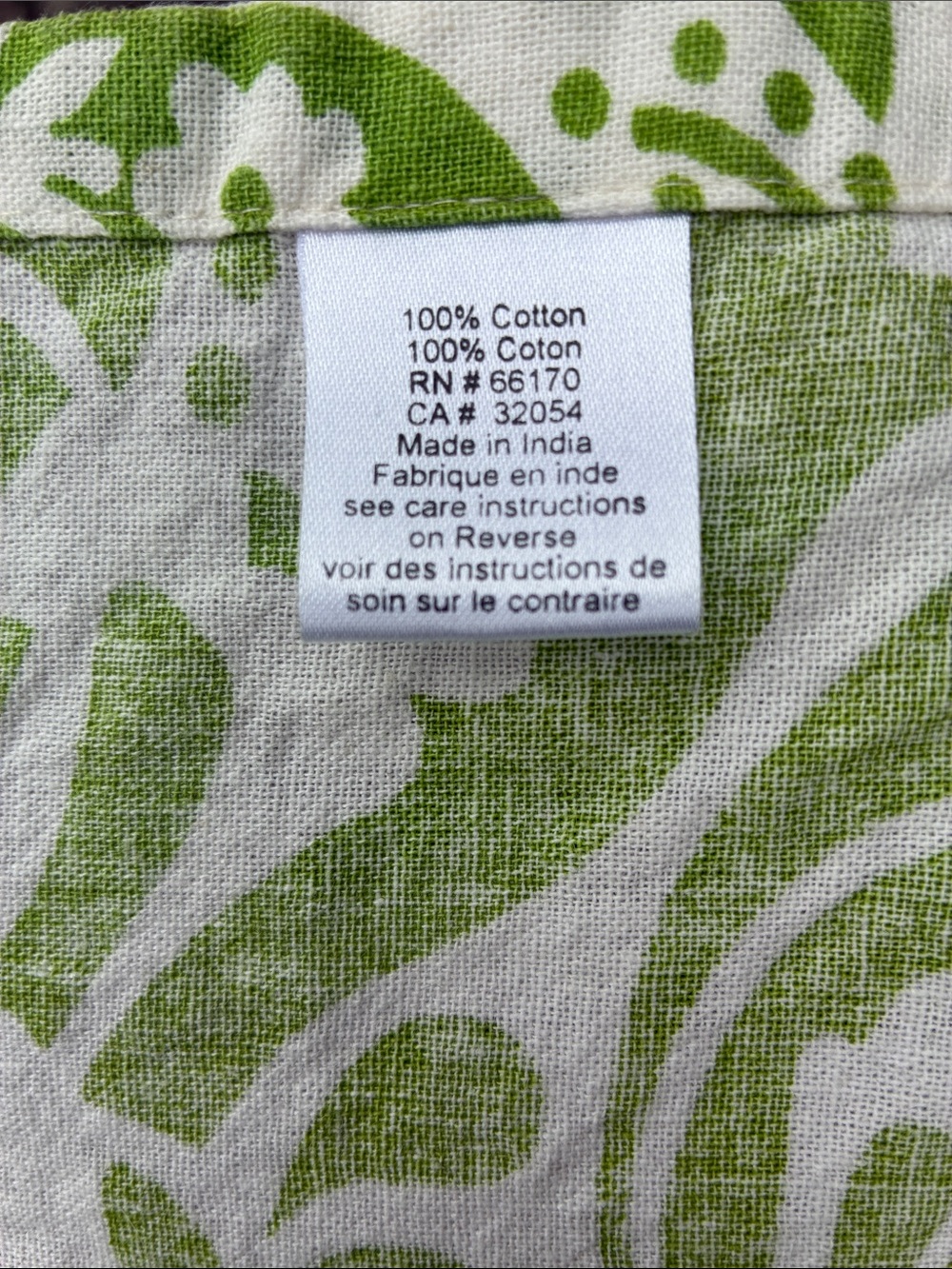 Green and white cotton curtain with birds on it. About 49 x 58 inch. Fabric? - Picture 3 of 4